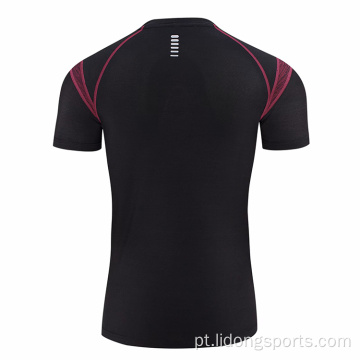 Fitness Men&#39;s Gym Sports Excorrer camisa de secagem rápida